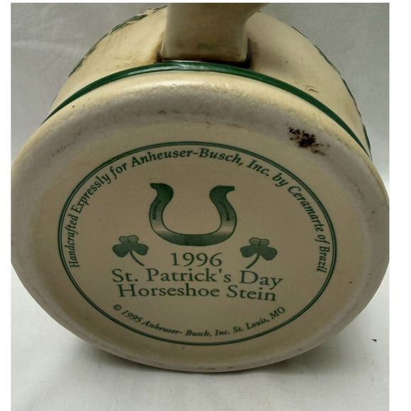 Vintage 1996 Budweiser St Patricks Day Ceramarte Beer Stein With Box & COA - Picture 10 of 12